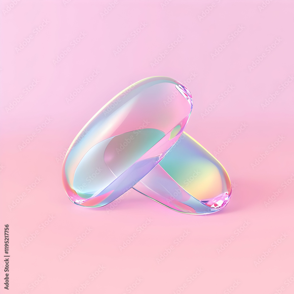 Iridescent 3D Glass Capsules on Pink Iridescent 3D Glass Capsules on Pink