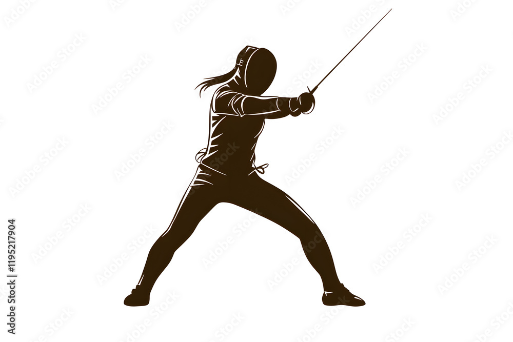 Silhouette of a fencing sports person. Flat illustration isolated on white background Silhouette of a fencing sports person. Flat illustration isolated on white background