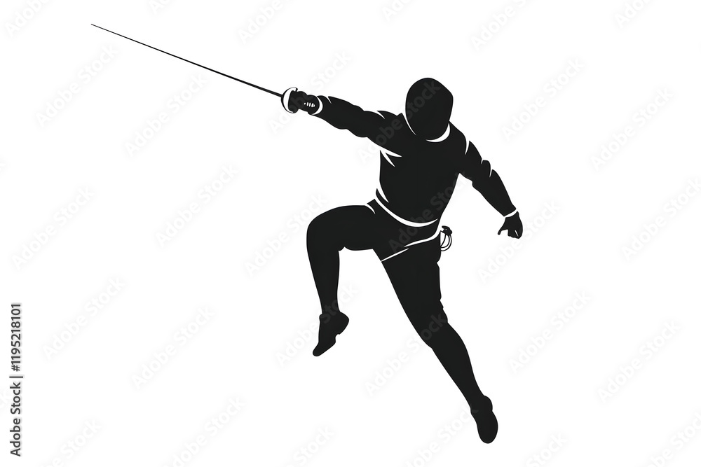 Silhouette of a fencing sports person. Flat illustration isolated on white background Silhouette of a fencing sports person. Flat illustration isolated on white background
