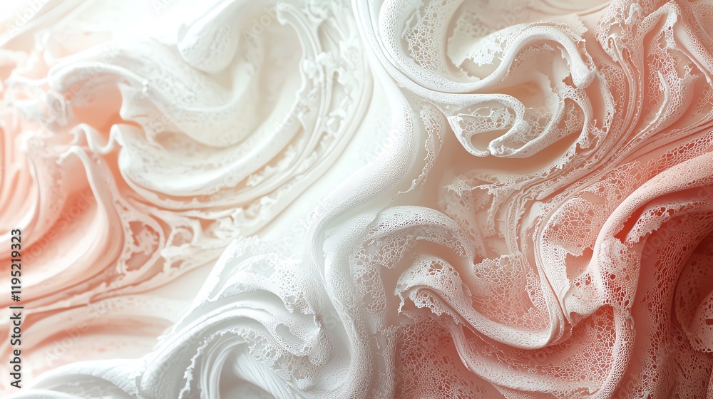 A soft, swirling pattern of white and light pink colors, resembling whipped cream or frosting, with delicate textures and a smooth, creamy appearance. A soft, swirling pattern of white and light pink colors, resembling whipped cream or frosting, with delicate textures and a smooth, creamy appearance.
