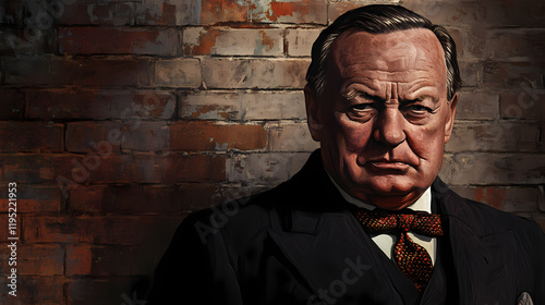 april, winston churchill day, text effect on bricks background. Windstone. Illustration