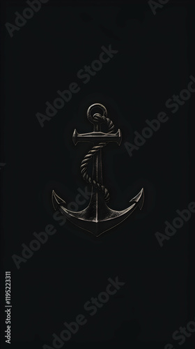 sleek dark mobile wallpaper with realistic anchor design, representing stability and strength photo