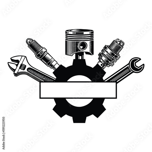 Garage Workshop Tools Vector Illustration for Equipment Design
