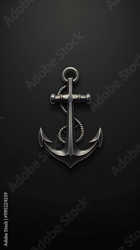 sleek dark mobile wallpaper with realistic anchor design, representing stability and strength photo