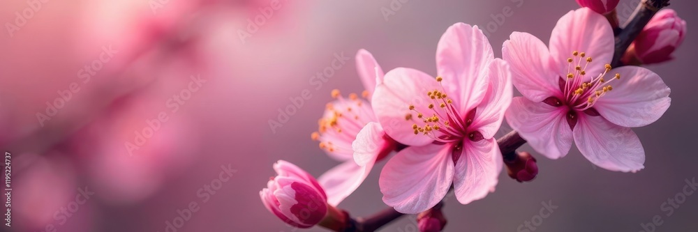 Delicate pink blossoms, soft focus, vibrant petals, delicate, peony Delicate pink blossoms, soft focus, vibrant petals, delicate, peony