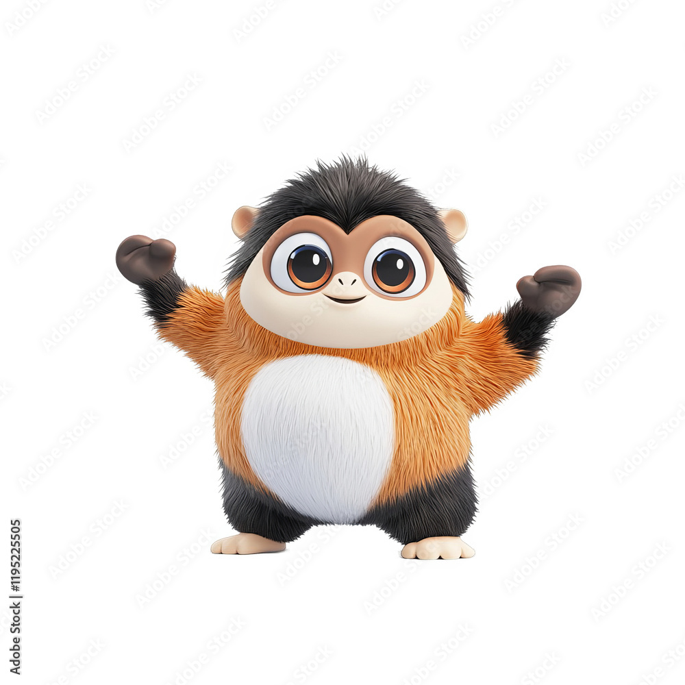 Fototapeta premium Playful cartoon monkey toy studio setting digital art cheerful vibe close-up view fun concept