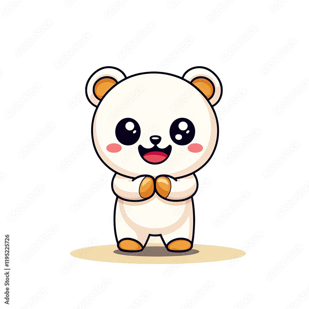 Naklejka premium Cute cartoon polar bear character digital art playful environment whimsical style kid-friendly concept