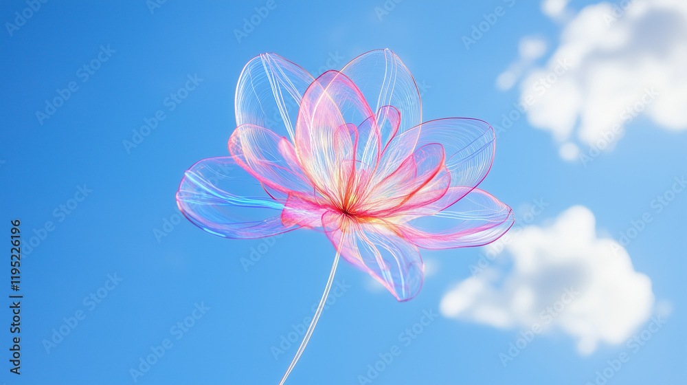 Fototapeta premium Blue sky and shiny flowers wallpaper background