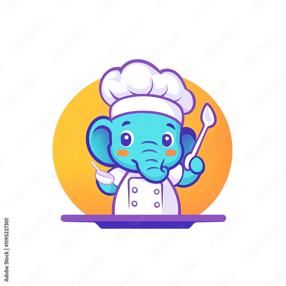 Culinary adventure cartoon elephant chef in a kitchen food illustration whimsical setting playful perspective Culinary adventure cartoon elephant chef in a kitchen food illustration whimsical setting playful perspective