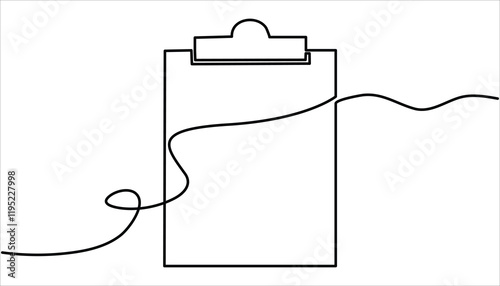 Clipboard continuous one line drawing illustration. Hand Drawn Symbol Vector Illustration