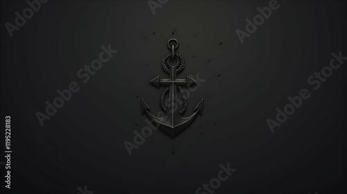 Dark desktop wallpaper featuring a realistic anchor design, symbolizing strength and serenity photo