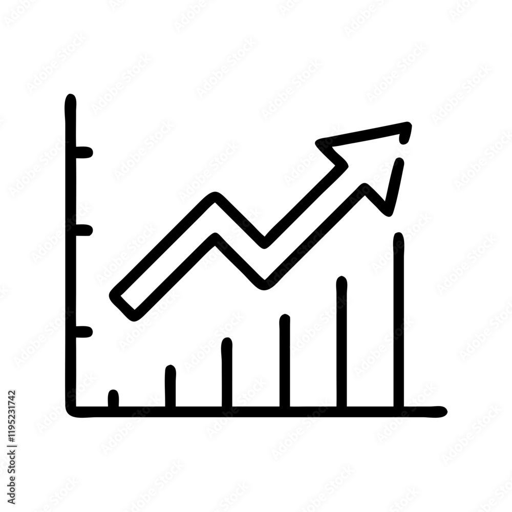 Business growth icon featuring an upward graph with an arrow indicating positive trends Business growth icon featuring an upward graph with an arrow indicating positive trends