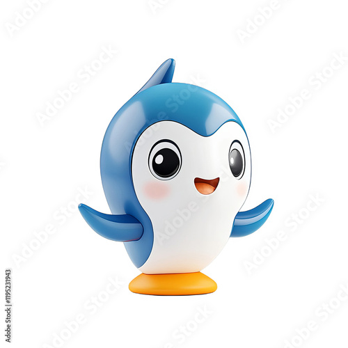 Cheerful penguin toy display home product photography bright environment close-up view playful concept photo