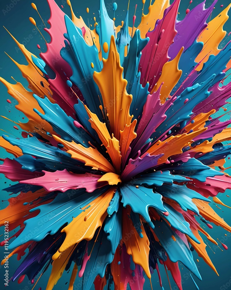 Energetic and bold paint strokes radiating from a central point. Energetic and bold paint strokes radiating from a central point.