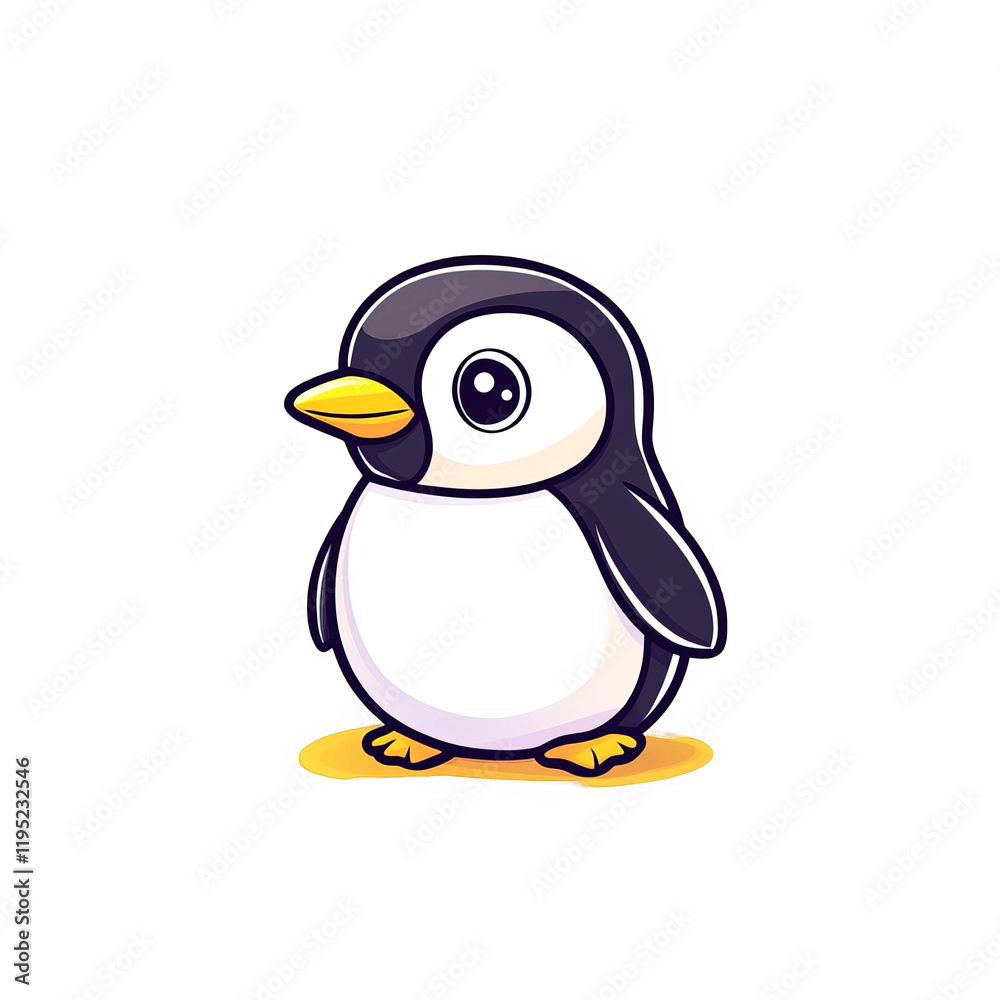 Obraz premium Playful penguin swimming in icy waters antarctica cartoon illustration whimsical fun concept