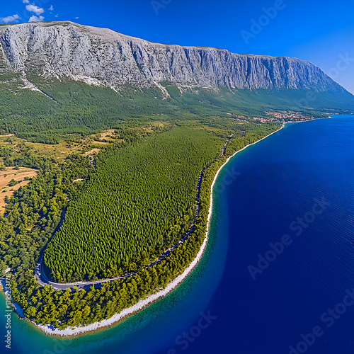 Aerial Coastal Road View