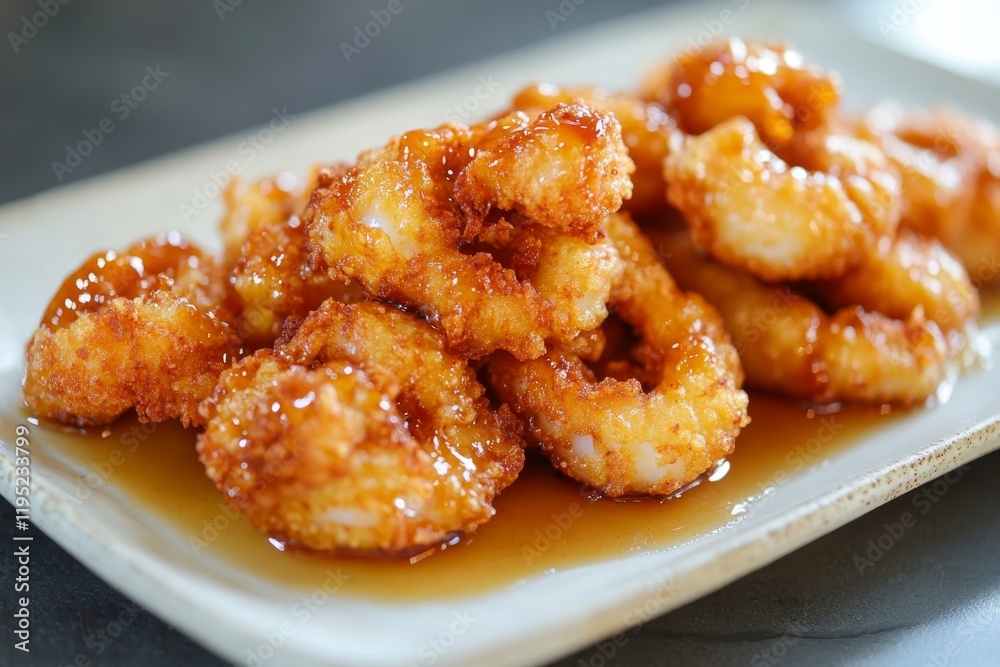 Delicious Crispy Fried Squid Rings with Sweet and Savory Glaze Delicious Crispy Fried Squid Rings with Sweet and Savory Glaze