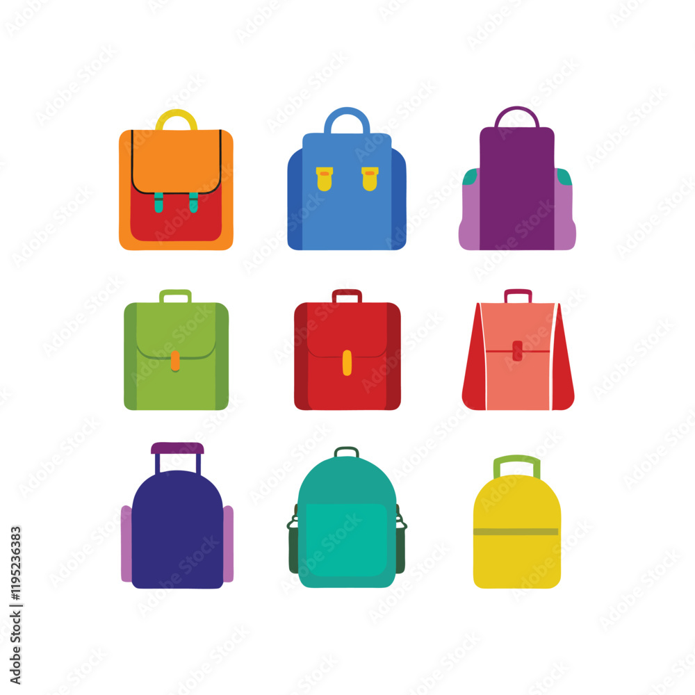 School Backpacks Collection Vector Illustration School Backpacks Collection Vector Illustration