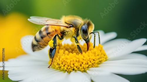 Honeybee on a Daisy: A Macro Photography Marvel photo