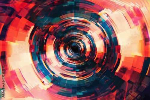 the glitch effect with a circular TV motif.