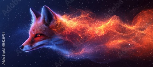 A fiery fox with a celestial background. photo