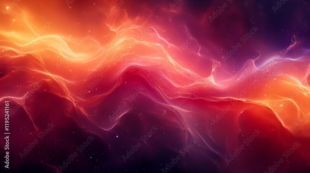 Abstract Cosmic Nebula With Swirling Purple, Pink, Orange, and Yellow Colors. Generative AI
