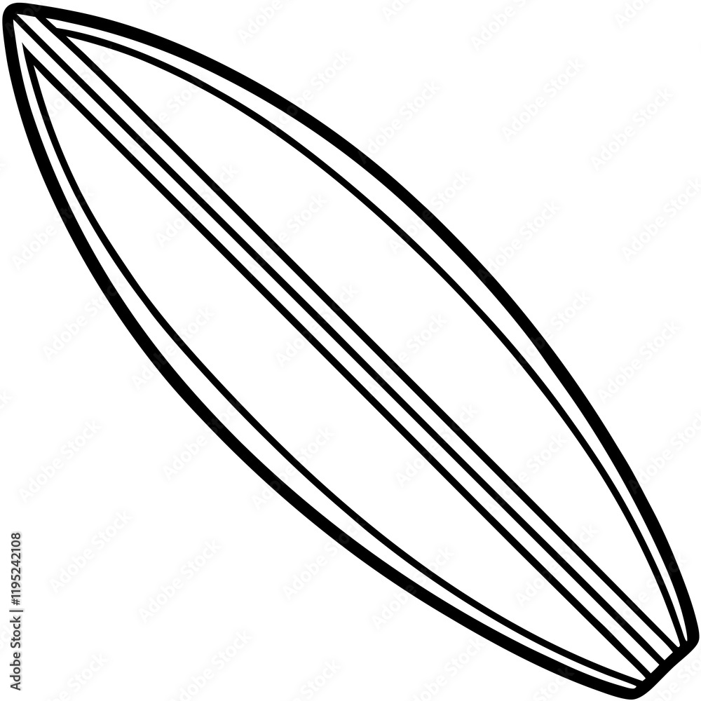 Modern Surfboard Line Illustration Modern Surfboard Line Illustration