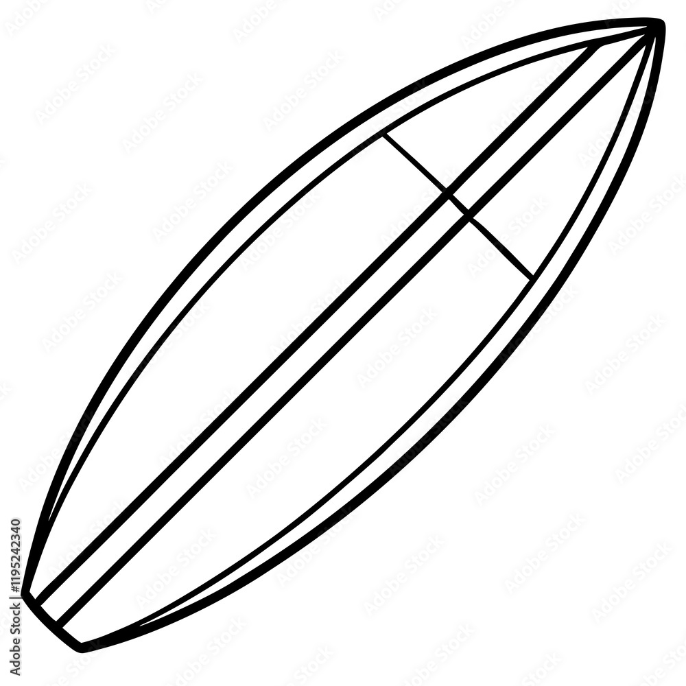 Modern Surfboard Line Illustration Modern Surfboard Line Illustration