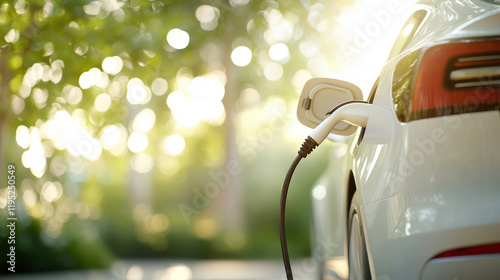 Electric vehicle charging event urban area photography natural light close-up sustainable energy concept