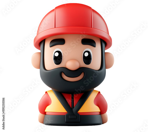 An operator with a helmet, 3D render style, transparent background. Cut
