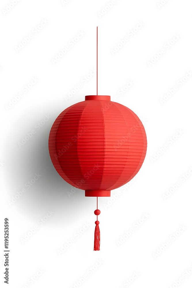 Obraz premium Red paper decorative lantern, isolated on white background. Asian, Chinese style