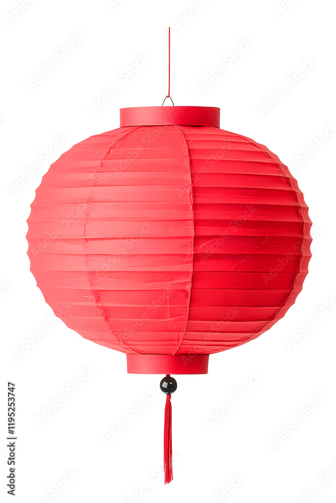 Obraz premium Red paper decorative lantern, isolated on white background. Asian, Chinese style