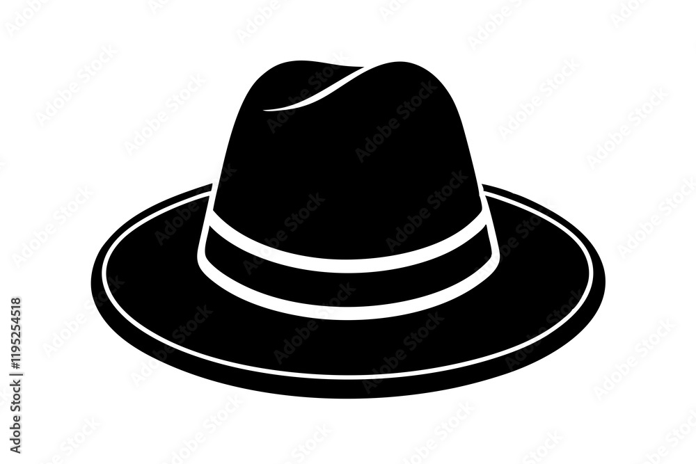 Cowboy hat silhouette vector art illustration with white background Cowboy hat silhouette vector art illustration with white background