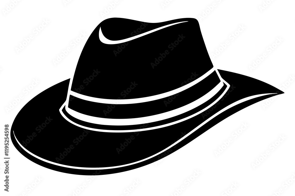 Cowboy hat silhouette vector art illustration with white background Cowboy hat silhouette vector art illustration with white background