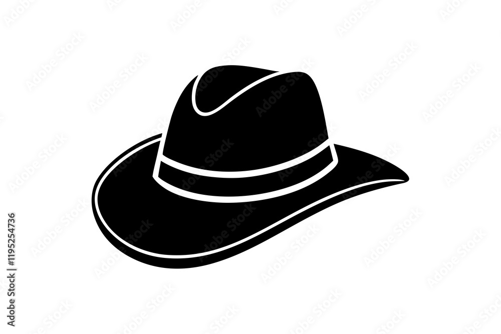 Cowboy hat silhouette vector art illustration with white background Cowboy hat silhouette vector art illustration with white background
