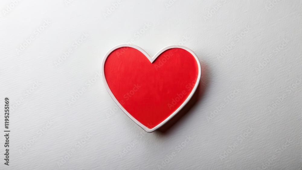 A red heart-shaped sticker in a bold and bright color against a white or light-colored background, object A red heart-shaped sticker in a bold and bright color against a white or light-colored background, object