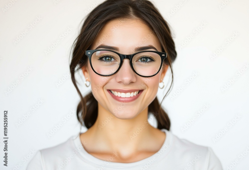Female portrait in glasses with gentle expression