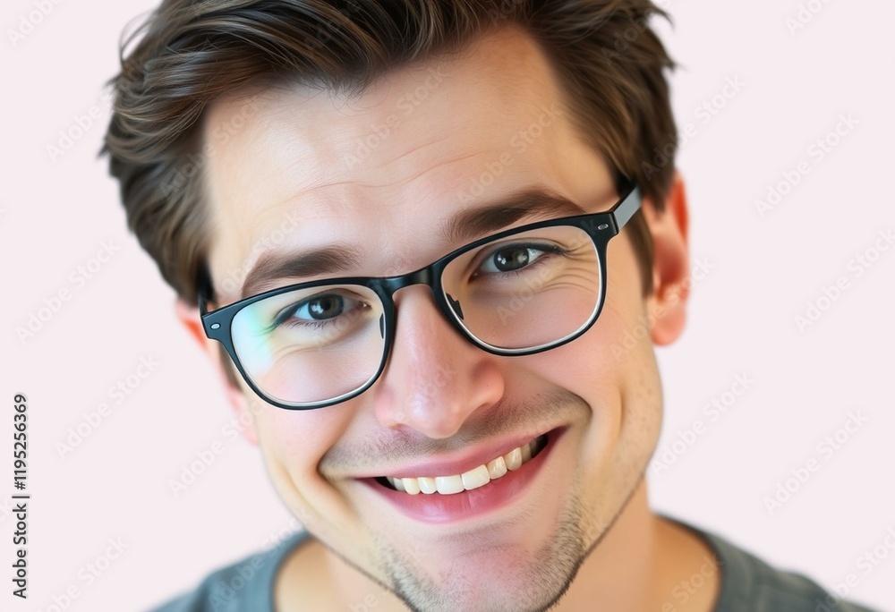 Male portrait with glasses and smiling face Male portrait with glasses and smiling face
