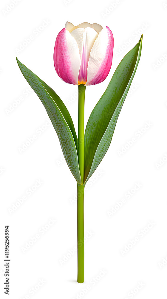Obraz premium Single tulip flower isolated on white background
