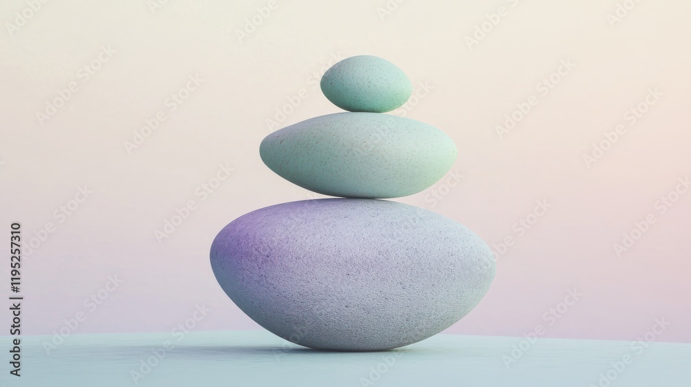 Soft pastel mint and lavender forms arranged for visual balance and harmony in minimalist design Soft pastel mint and lavender forms arranged for visual balance and harmony in minimalist design