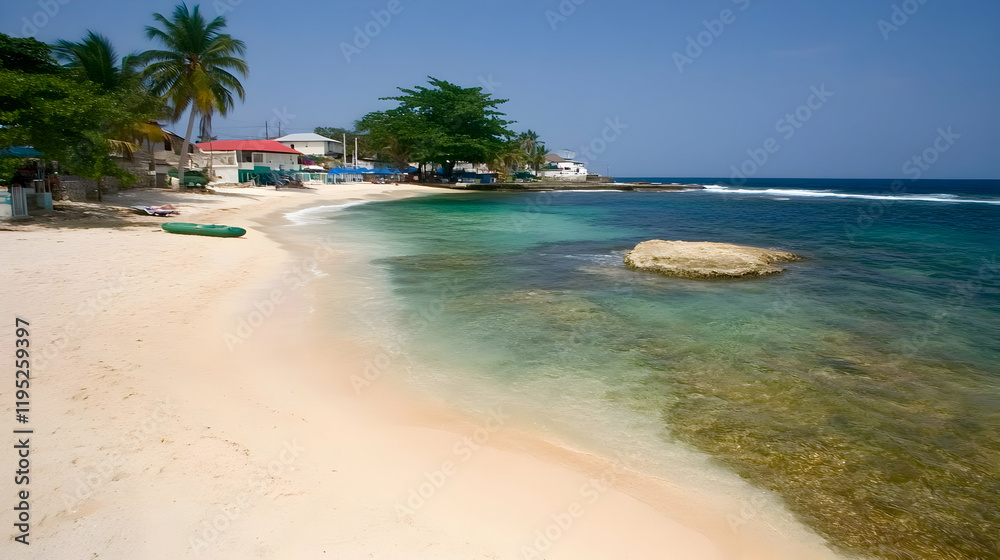 Tropical Beach Scene Illustration Tropical Beach Scene Illustration
