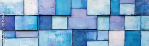 Modern abstract design featuring fragmented grids in muted blue and lavender tones for a stylish and contemporary ambiance