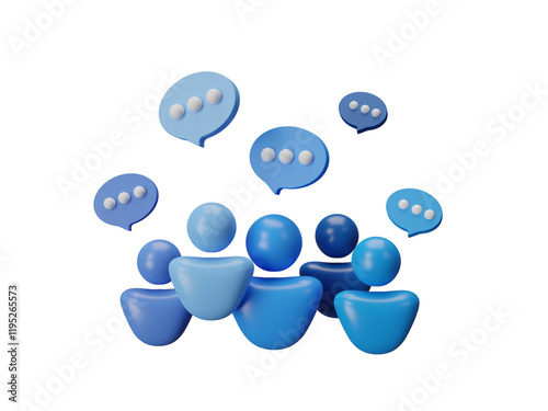 Speaking and communication icon isolated on transparent background, Containing advice, discussion, speech bubble, talking, conversation, campaign, announced, technology for app and website. 3d render