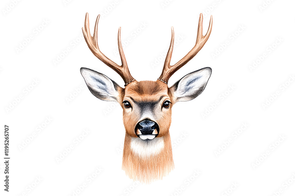 Fototapeta premium Deer silhouette wildlife simple drawing animal isolated on white background