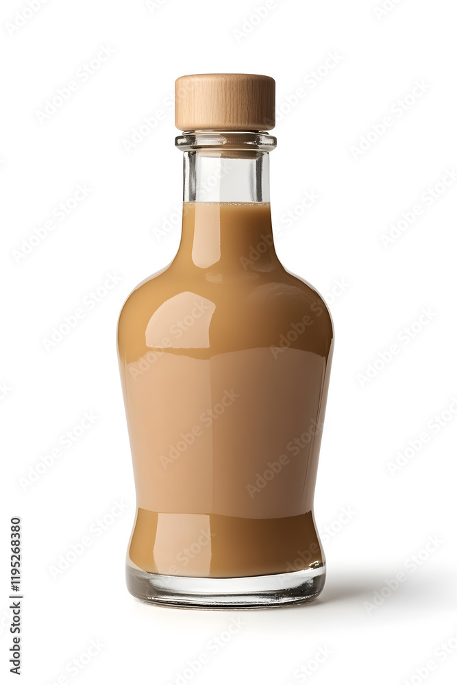 A bottle of Irish cream liqueur cocktail. Product mock up isolated on white A bottle of Irish cream liqueur cocktail. Product mock up isolated on white