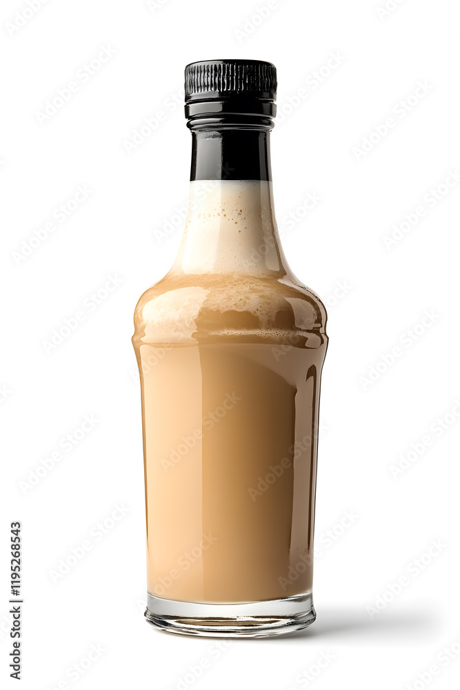 A bottle of Irish cream liqueur cocktail. Product mock up isolated on white A bottle of Irish cream liqueur cocktail. Product mock up isolated on white