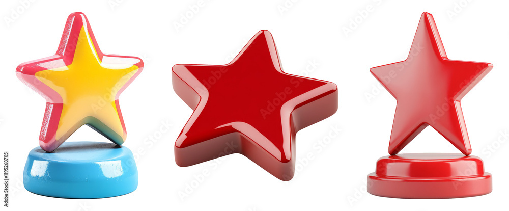 Obraz premium Colorful Star Decorative Objects Isolated on Clean Background