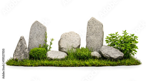 Ancient stone monument landscape isolated on white background photo