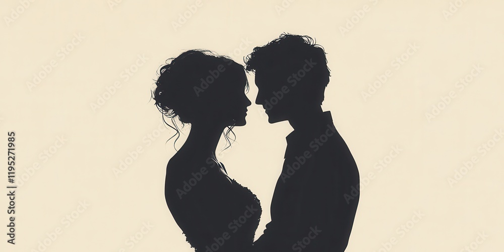 An embracing silhouette of two people positioned on a white background symbolizing celebration, connection, and ceremonial love An embracing silhouette of two people positioned on a white background symbolizing celebration, connection, and ceremonial love