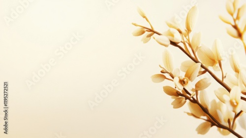 Delicate willow branches in fresh green, soft morning light, serene and minimalist Qingming Festival scene.
